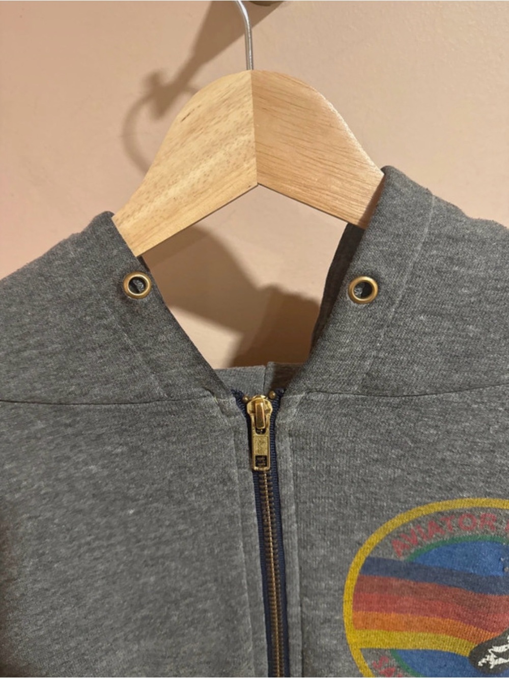 Aviator Nation Gray Zip Hoodie with Yellow Logo Accent - Picture 2 of 8